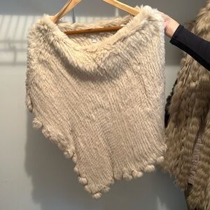Cream Rabbit Fur Poncho